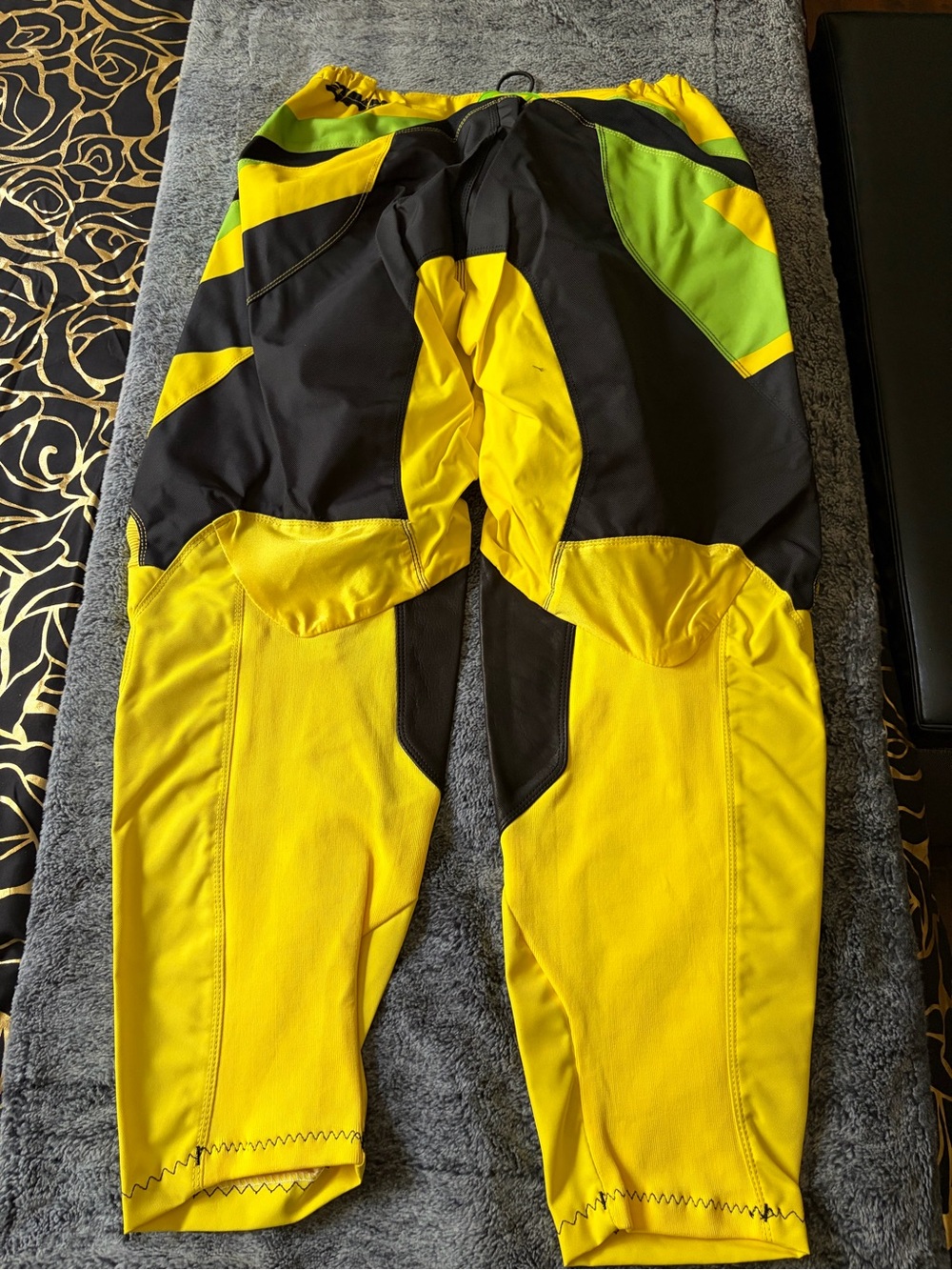 Men’s Yellow Motocross Pants with Green Accents - Picture 4 of 6